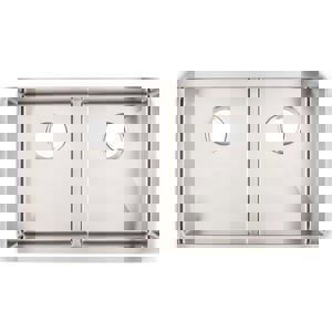 32 x 18-1/2 in. No-Hole Double Bowl Undermount Kitchen Sink in Stainless Steel with Nickel